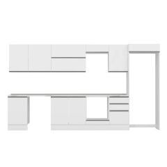 Alvinka 380X222 Cm High Gloss Mutfak Dolabı Mb-E80S50S50-2 High Gloss | Beyaz - Mdf