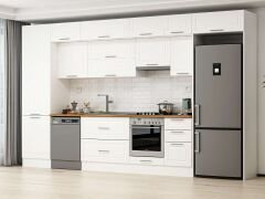Alvinka 395X240 Cm Klasik Mebran Mutfak Dolabı Beyaz Beyaz Mbb-E90B60S45-1