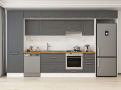 Alvinka 395X240 Cm Klasik Mebran Mutfak Dolabı Beyaz Beyaz Mbb-E90B60S45-1