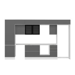 Alvinka 385X240 Cm High Gloss Mutfak Dolabı Mbb-E80B60S45-3 High Gloss | Antrasit - Mdf