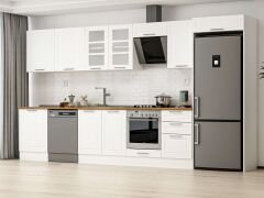 Alvinka 400X222 Cm Klasik Mebran Mutfak Dolabı Mb-E90S60S50-3 Mebran | Beyaz - Suntalam