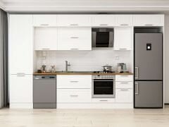 Alvinka 395X240 Cm Klasik Mebran Mutfak Dolabı Beyaz Beyaz Mbb-E90B60S45-2