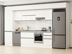 Alvinka 390X240 Cm High Gloss Mutfak Dolabı Mbb-E80B60S50-1 High Gloss | Beyaz - Suntalam