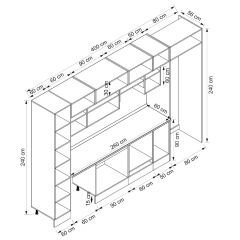 Alvinka 400X240 Cm Klasik Mebran Mutfak Dolabı Beyaz Beyaz Mbb-E90B60S50-1