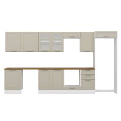 Alvinka 400X222 Cm Klasik Mebran Mutfak Dolabı Mb-E90S60S50-3 Mebran | Kumtaşı - Suntalam