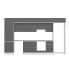 Alvinka 390X240 Cm High Gloss Mutfak Dolabı Mbb-E80B60S50-1 High Gloss | Antrasit - Suntalam