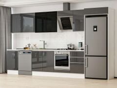 Alvinka 380X222 Cm High Gloss Mutfak Dolabı Mb-E80S50S50-3 High Gloss | Antrasit - Mdf