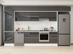 Alvinka 390X240 Cm High Gloss Mutfak Dolabı Mbb-E80B60S50-1 High Gloss | Antrasit - Mdf