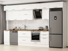 Alvinka 385X240 Cm Klasik Mebran Mutfak Dolabı Beyaz Beyaz Mb-E90S45S50-2 Mebran | Beyaz - Mdf