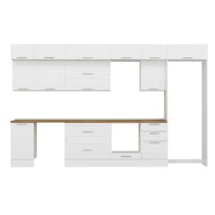 Alvinka 385X240 Cm Klasik Mebran Mutfak Dolabı Mb-E90S45S50-2 Mebran | Beyaz - Mdf