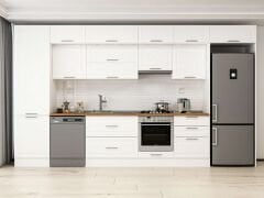 Alvinka 410X240 Cm Klasik Mebran Mutfak Dolabı Beyaz Beyaz Mbb-E90B60S60-1