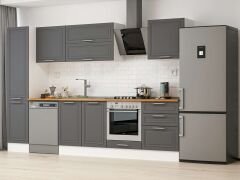 Alvinka 315X210 Cm Klasik Mebran Mutfak Dolabı Mb-E90B45S60-2 Mebran | Antrasit - Suntalam