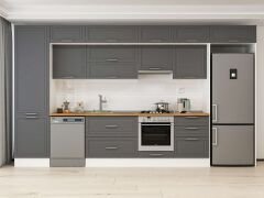 Alvinka 410X240 Cm Klasik Mebran Mutfak Dolabı Beyaz Beyaz Mbb-E90B60S60-1