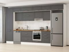 Alvinka 410X240 Cm Klasik Mebran Mutfak Dolabı Beyaz Beyaz Mbb-E90B60S60-1