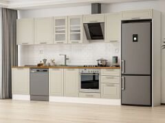 Alvinka 400X222 Cm Klasik Mebran Mutfak Dolabı Mb-E90S60S50-3 Mebran | Kumtaşı - Mdf