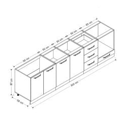 Minar 300 Cm Mutfak Dolabı Beyaz 300-B4