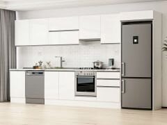 Alvinka 390X222 Cm High Gloss Mutfak Dolabı Mb-E80S50S60-1 High Gloss | Beyaz - Mdf