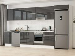 Alvinka 390X222 Cm High Gloss Mutfak Dolabı Mb-E80S50S60-1 High Gloss | Antrasit - Suntalam