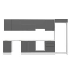 Alvinka 390X222 Cm High Gloss Mutfak Dolabı Mb-E80S50S60-1 High Gloss | Antrasit - Suntalam