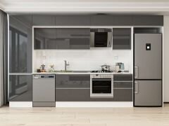 Alvinka 390X240 Cm High Gloss Mutfak Dolabı Mbb-E80B60S50-2 High Gloss | Antrasit - Suntalam