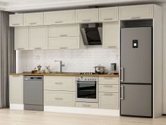 Alvinka 385X240 Cm Klasik Mebran Mutfak Dolabı Beyaz Beyaz Mb-E90S45S50-2 Mebran | Kumtaşı - Mdf