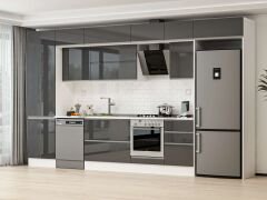 Alvinka 390X240 Cm High Gloss Mutfak Dolabı Mbb-E80B60S50-2 High Gloss | Antrasit - Mdf