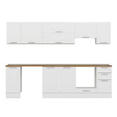 Alvinka 280X210 Cm Klasik Mebran Mutfak Dolabı Beyaz Beyaz M-E80S40S40-1 Mebran | Beyaz - Suntalam