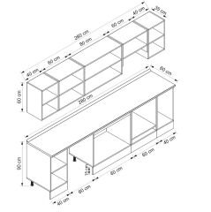 Alvinka 280X210 Cm Klasik Mebran Mutfak Dolabı M-E80S40S40-1 Mebran | Beyaz - Suntalam