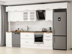 Alvinka 385X240 Cm Klasik Mebran Mutfak Dolabı Beyaz Beyaz Mb-E90S45S50-3 Mebran | Beyaz - Suntalam