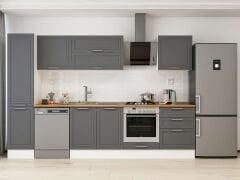 Alvinka 315X210 Cm Klasik Mebran Mutfak Dolabı Mb-E90B45S60-2 Mebran | Antrasit - Mdf