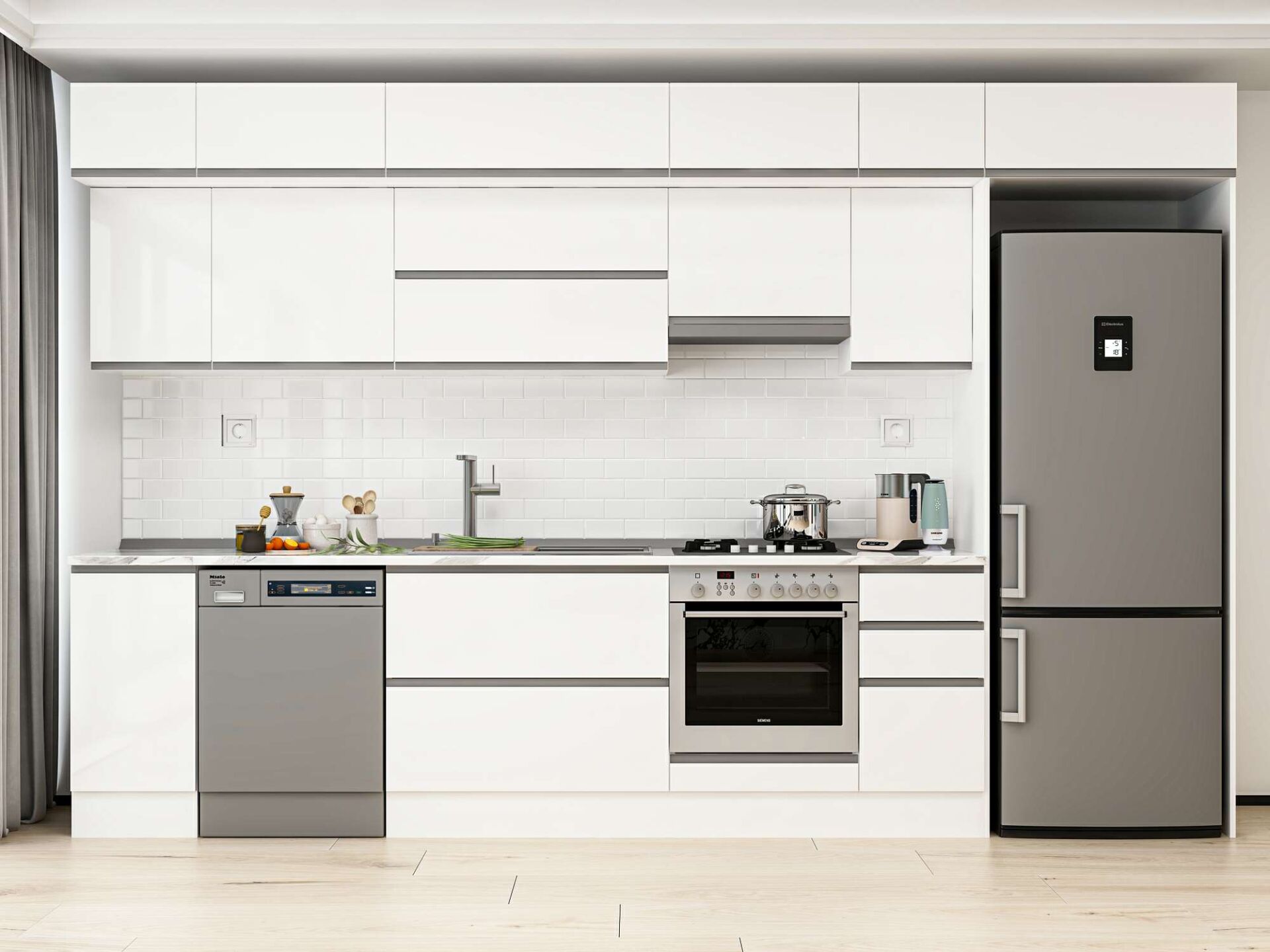 Alvinka 370X240 Cm High Gloss Mutfak Dolabı Mb-E90S40S40-1