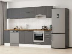 Alvinka 280X210 Cm Klasik Mebran Mutfak Dolabı Beyaz Beyaz M-E80S40S40-1 Mebran | Antrasit - Suntalam