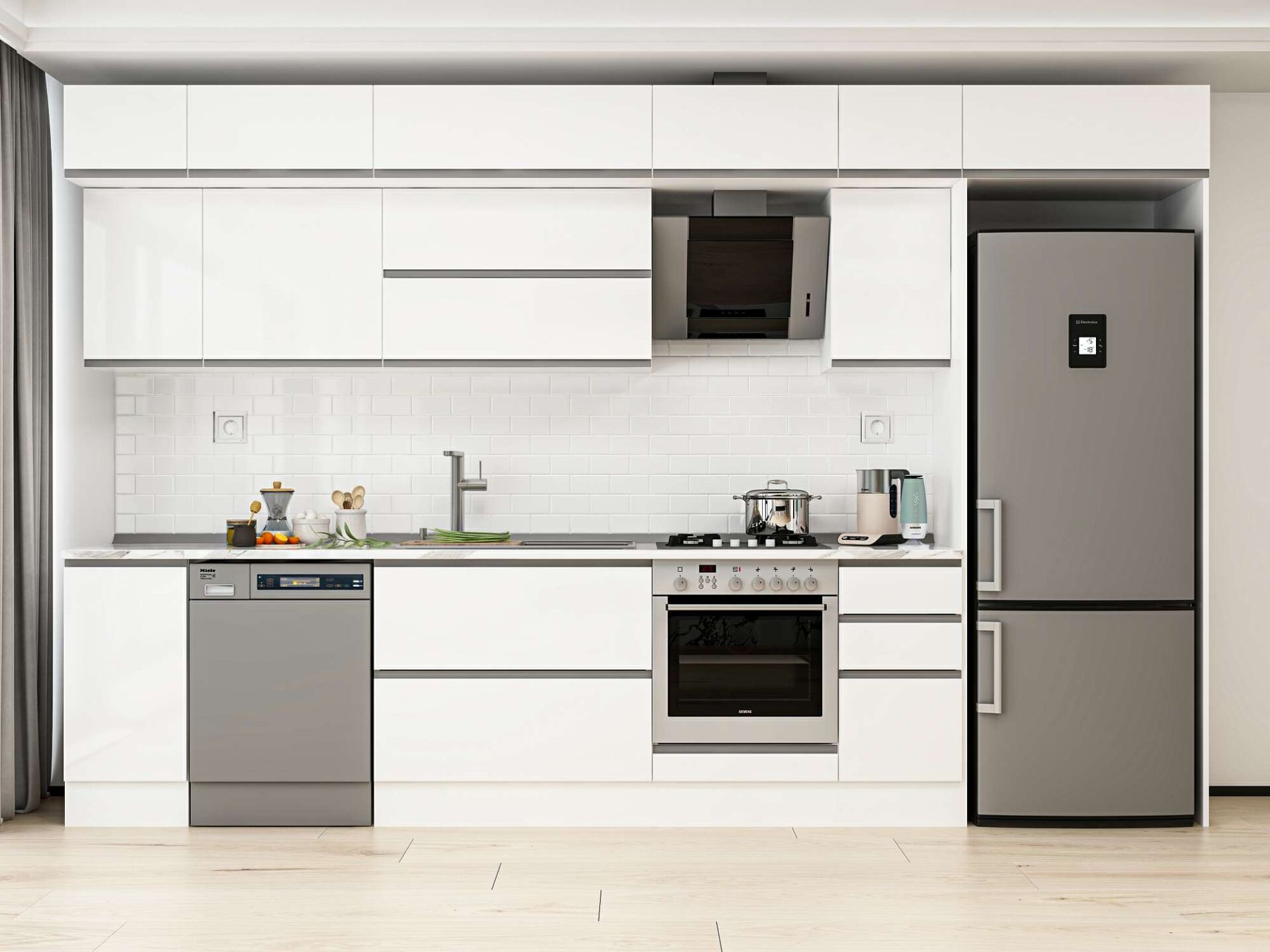 Alvinka 370X240 Cm High Gloss Mutfak Dolabı Mb-E90S40S40-2