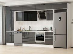 Alvinka 390X240 Cm High Gloss Mutfak Dolabı Mbb-E80B60S50-3 High Gloss | Antrasit - Suntalam