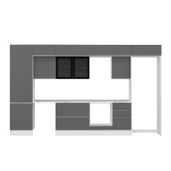 Alvinka 390X240 Cm High Gloss Mutfak Dolabı Mbb-E80B60S50-3 High Gloss | Antrasit - Suntalam