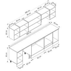Alvinka 280X210 Cm Klasik Mebran Mutfak Dolabı Beyaz Beyaz M-E80S40S40-1 Mebran | Beyaz - Mdf