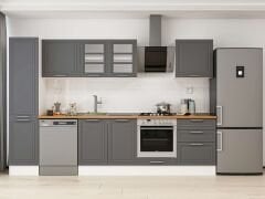 Alvinka 315X210 Cm Klasik Mebran Mutfak Dolabı Mb-E90B45S60-3 Mebran | Antrasit - Suntalam