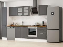 Alvinka 315X210 Cm Klasik Mebran Mutfak Dolabı Mb-E90B45S60-3 Mebran | Antrasit - Suntalam