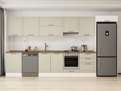 Alvinka 410X222 Cm Klasik Mebran Mutfak Dolabı Mb-E90S60S60-1 Mebran | Kumtaşı - Mdf