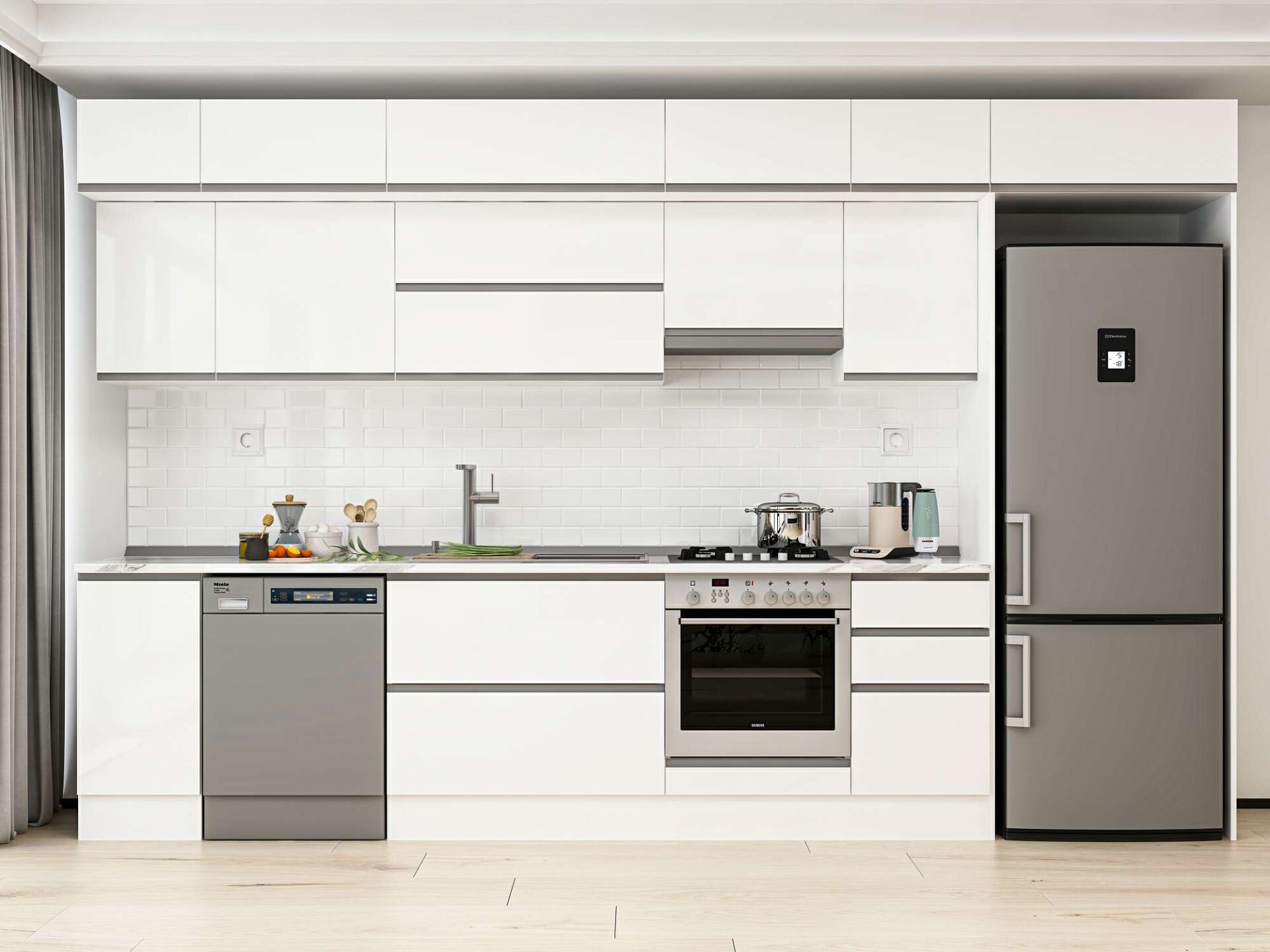 Alvinka 375X240 Cm High Gloss Mutfak Dolabı Mb-E90S40S45-1