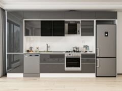 Alvinka 390X240 Cm High Gloss Mutfak Dolabı Mbb-E80B60S50-3 High Gloss | Antrasit - Mdf