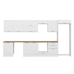 Alvinka 410X222 Cm Klasik Mebran Mutfak Dolabı Mb-E90S60S60-2 Mebran | Beyaz - Suntalam