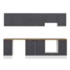 Alvinka 280X210 Cm Klasik Mebran Mutfak Dolabı Beyaz Beyaz M-E80S40S40-1 Mebran | Antrasit - Mdf