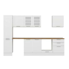 Alvinka 315X210 Cm Klasik Mebran Mutfak Dolabı Mb-E90B45S60-3 Mebran | Beyaz - Mdf