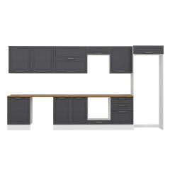 Alvinka 410X222 Cm Klasik Mebran Mutfak Dolabı Mb-E90S60S60-2 Mebran | Antrasit - Suntalam