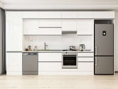 Alvinka 400X240 Cm High Gloss Mutfak Dolabı Mbb-E80B60S60-1 High Gloss | Beyaz - Mdf