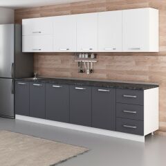 Minar 300 Cm Mutfak Dolabı Beyaz Antrasit 300-A1