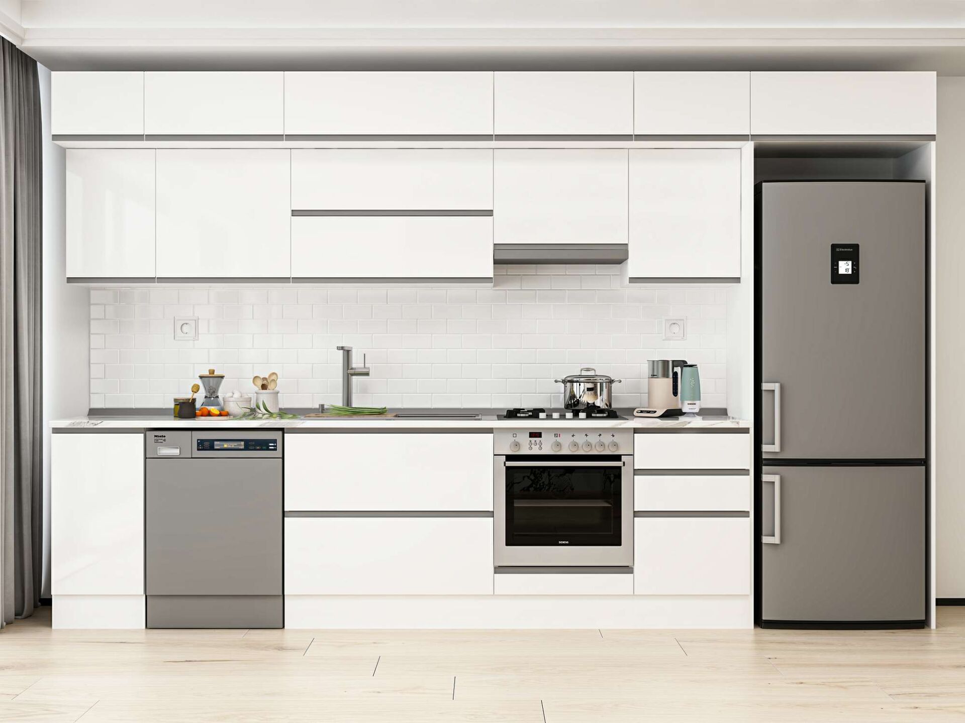 Alvinka 380X240 Cm High Gloss Mutfak Dolabı Mb-E90S40S50-1