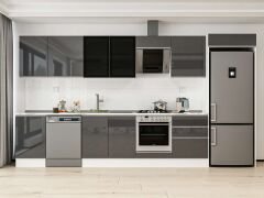 Alvinka 390X222 Cm High Gloss Mutfak Dolabı Mb-E80S50S60-3 High Gloss | Antrasit - Suntalam