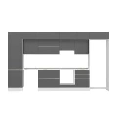 Alvinka 400X240 Cm High Gloss Mutfak Dolabı Mbb-E80B60S60-1 High Gloss | Antrasit - Suntalam